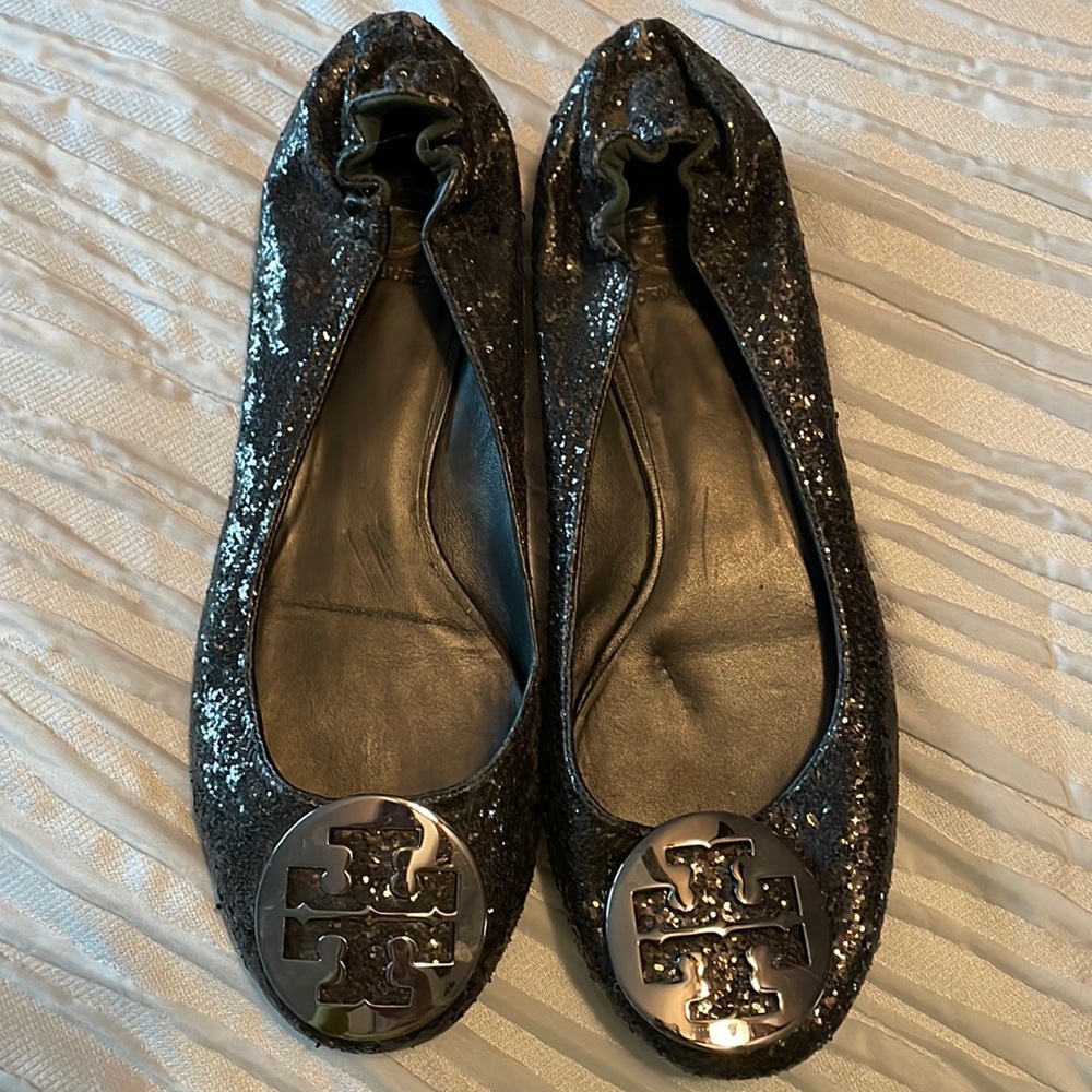 Tory Burch Black Glitter Reva